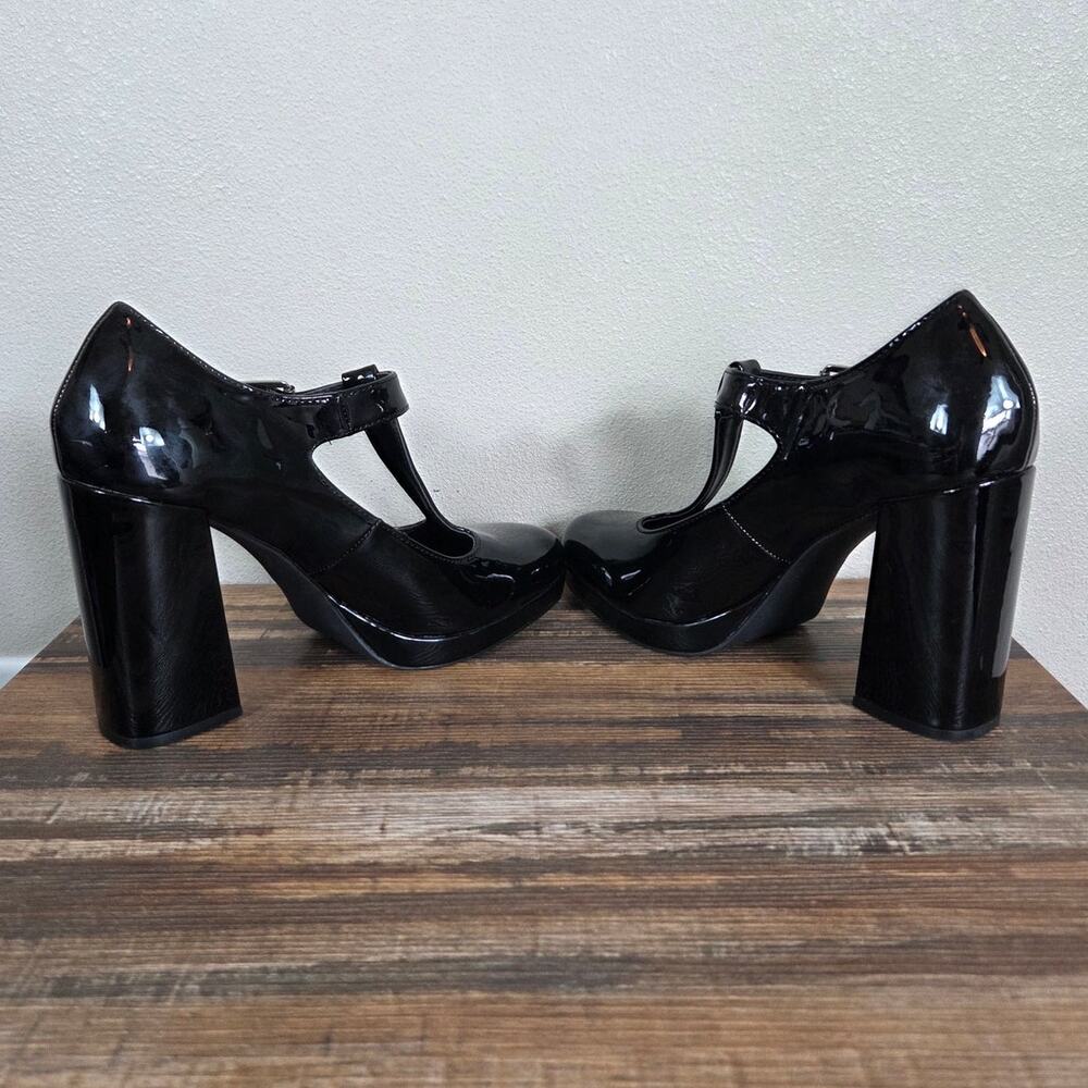 Madden Girl Patent Black Chunky Platform Mary Jane Heels Size 8.5 - Picture 6 of 9